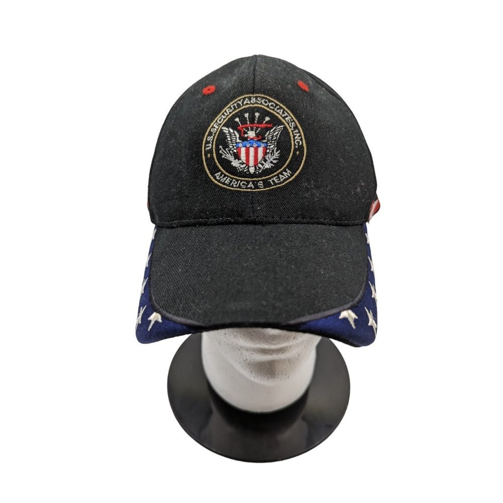 U.S Security Associates  Flames Stars Black Strapback Badeball Hat O/S
